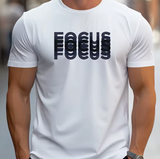 Men’s Focus Print T-Shirt – 100% Cotton Oversized Loose Fit Casual Sports Tee, Round Neck Short Sleeve Top