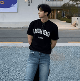 MYQ City Boy T-Shirt for Men – Korean Style Summer Tee, Loose Fit Pure Cotton Crew Neck with Trendy Letter Print, Half Sleeve Casual Top