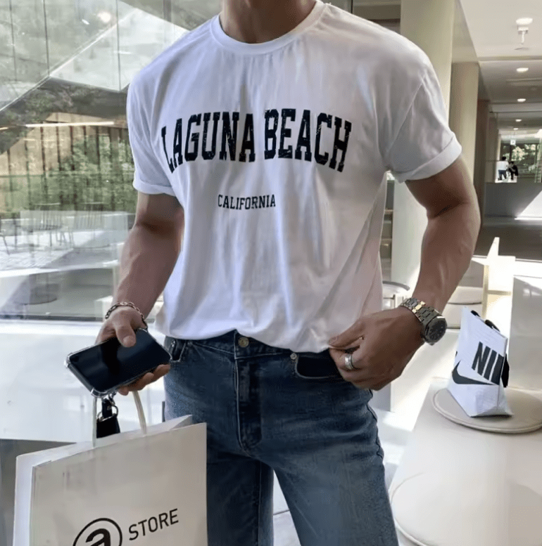 MYQ City Boy T-Shirt for Men – Korean Style Summer Tee, Loose Fit Pure Cotton Crew Neck with Trendy Letter Print, Half Sleeve Casual Top