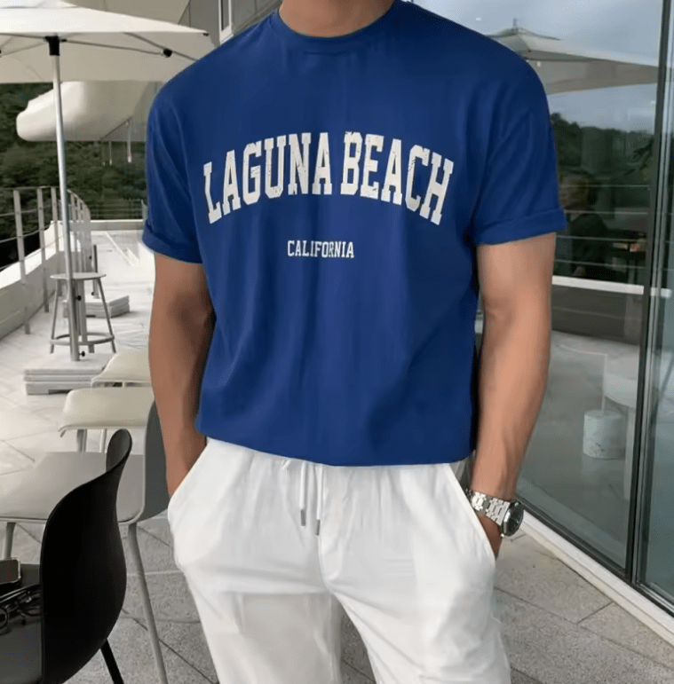 MYQ City Boy T-Shirt for Men – Korean Style Summer Tee, Loose Fit Pure Cotton Crew Neck with Trendy Letter Print, Half Sleeve Casual Top