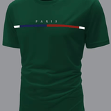 Men’s 100% Cotton Paris Print T-Shirt – Summer Loose Fit Casual Tee with Round Neck, Short Sleeves & Graphic Pattern Design