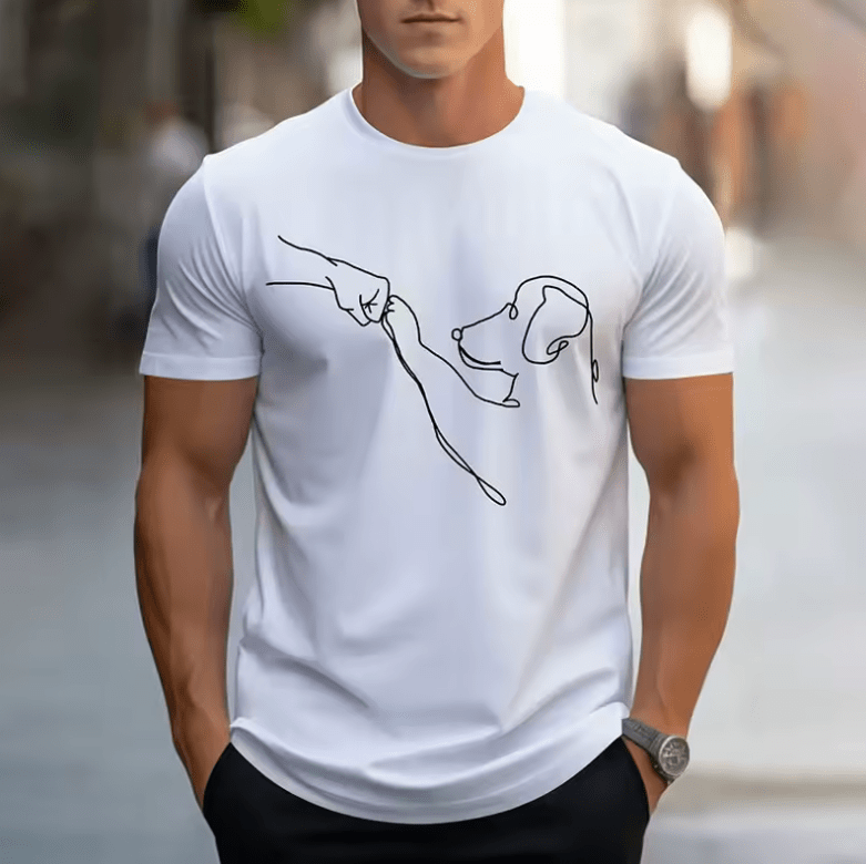 Men’s Funny Dog Print T-Shirt – Casual Sports Tee, Loose Fit Round Neck Short Sleeve, Plus Size 100–6XL, Breathable Summer Top