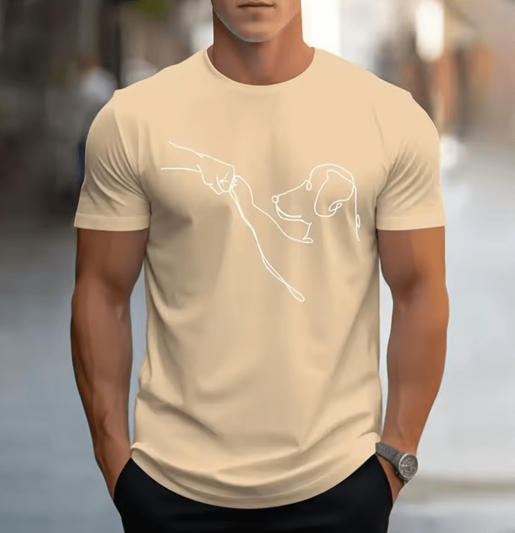 Men’s Funny Dog Print T-Shirt – Casual Sports Tee, Loose Fit Round Neck Short Sleeve, Plus Size 100–6XL, Breathable Summer Top