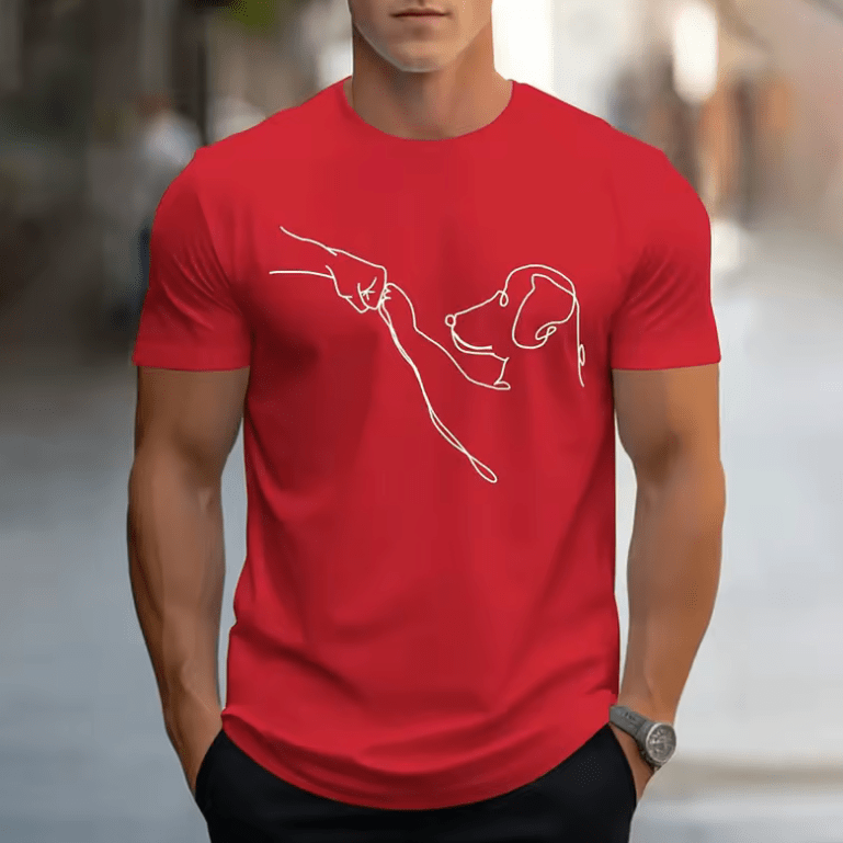 Men’s Funny Dog Print T-Shirt – Casual Sports Tee, Loose Fit Round Neck Short Sleeve, Plus Size 100–6XL, Breathable Summer Top