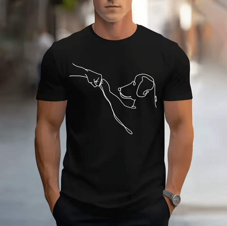 Men’s Funny Dog Print T-Shirt – Casual Sports Tee, Loose Fit Round Neck Short Sleeve, Plus Size 100–6XL, Breathable Summer Top