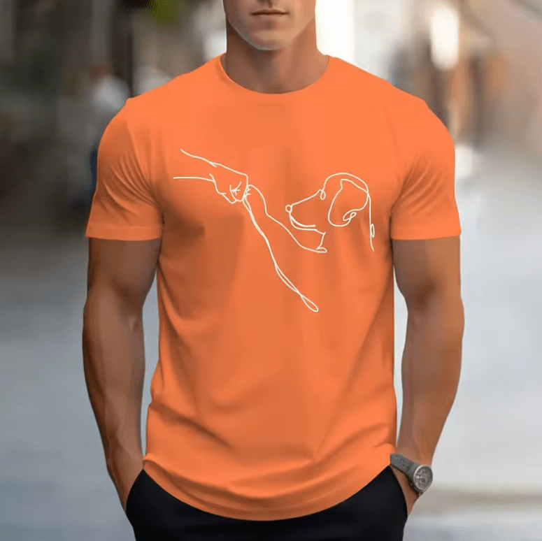 Men’s Funny Dog Print T-Shirt – Casual Sports Tee, Loose Fit Round Neck Short Sleeve, Plus Size 100–6XL, Breathable Summer Top