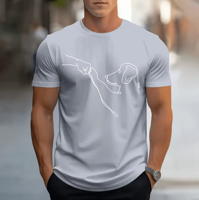 Men’s Funny Dog Print T-Shirt – Casual Sports Tee, Loose Fit Round Neck Short Sleeve, Plus Size 100–6XL, Breathable Summer Top