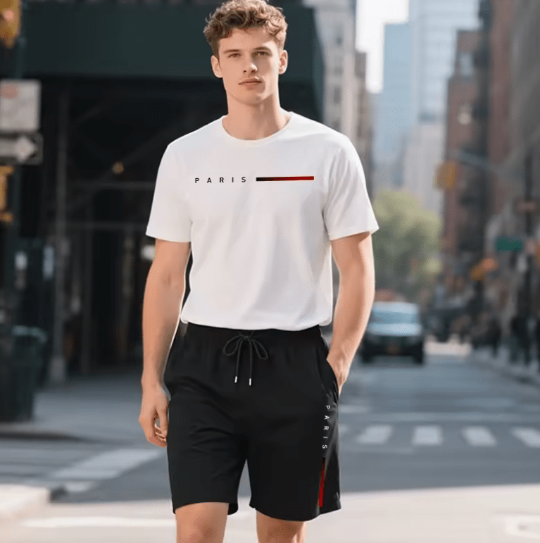 Men’s 2-Piece Summer Tracksuit Set – Fitness T-Shirt & Jogging Shorts, Casual Sportswear for Gym, Running & Daily Wear (2025 Edition)
