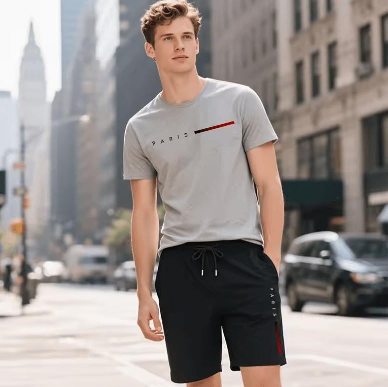 Men’s 2-Piece Summer Tracksuit Set – Fitness T-Shirt & Jogging Shorts, Casual Sportswear for Gym, Running & Daily Wear (2025 Edition)