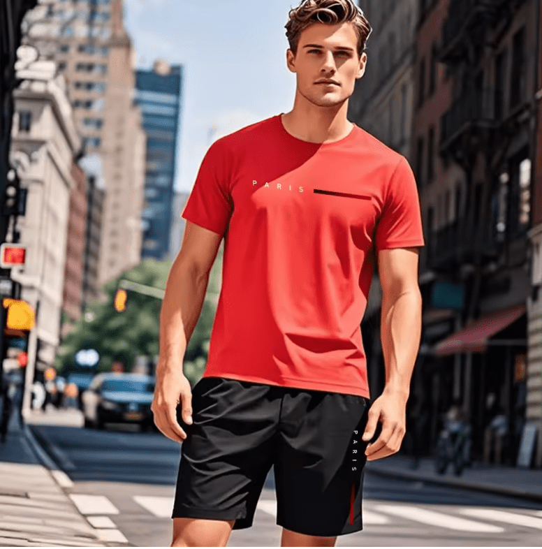 Men’s 2-Piece Summer Tracksuit Set – Fitness T-Shirt & Jogging Shorts, Casual Sportswear for Gym, Running & Daily Wear (2025 Edition)