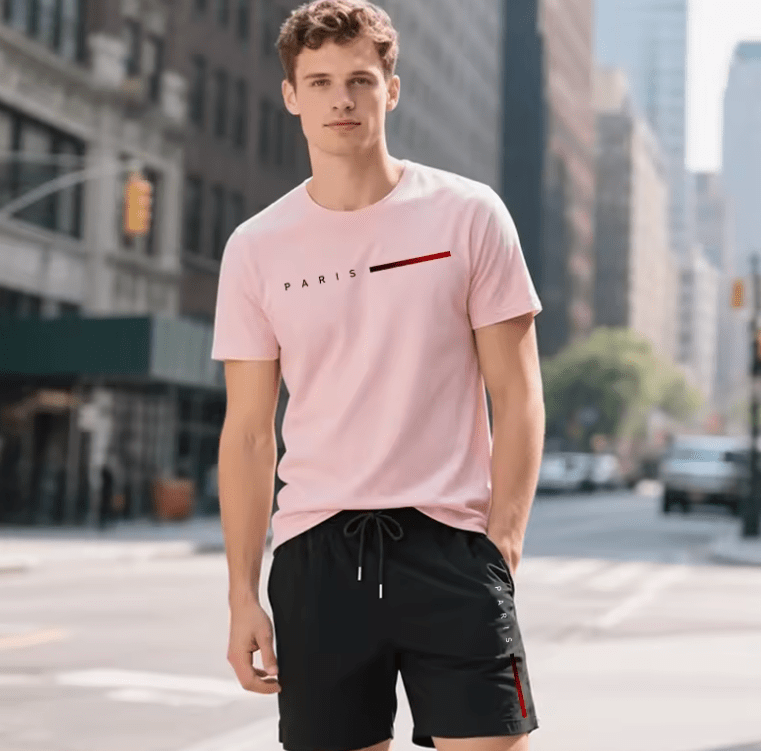 Men’s 2-Piece Summer Tracksuit Set – Fitness T-Shirt & Jogging Shorts, Casual Sportswear for Gym, Running & Daily Wear (2025 Edition)