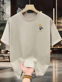 2025 Men’s Cartoon Print Cotton T-Shirt – Loose Fit Summer Tee, Round Neck, Short Sleeve, Comfortable Casual Top