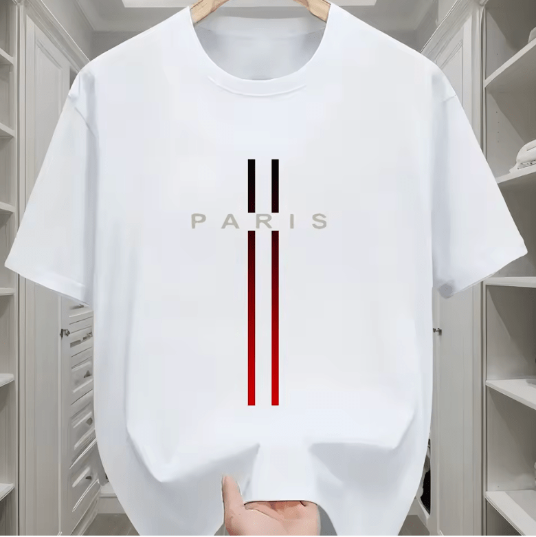 Unisex PARIS Print T-Shirt – Luxury Streetwear Style for Men & Women, 100% Cotton, Y2K Graphic Tee, Summer Short Sleeve Top