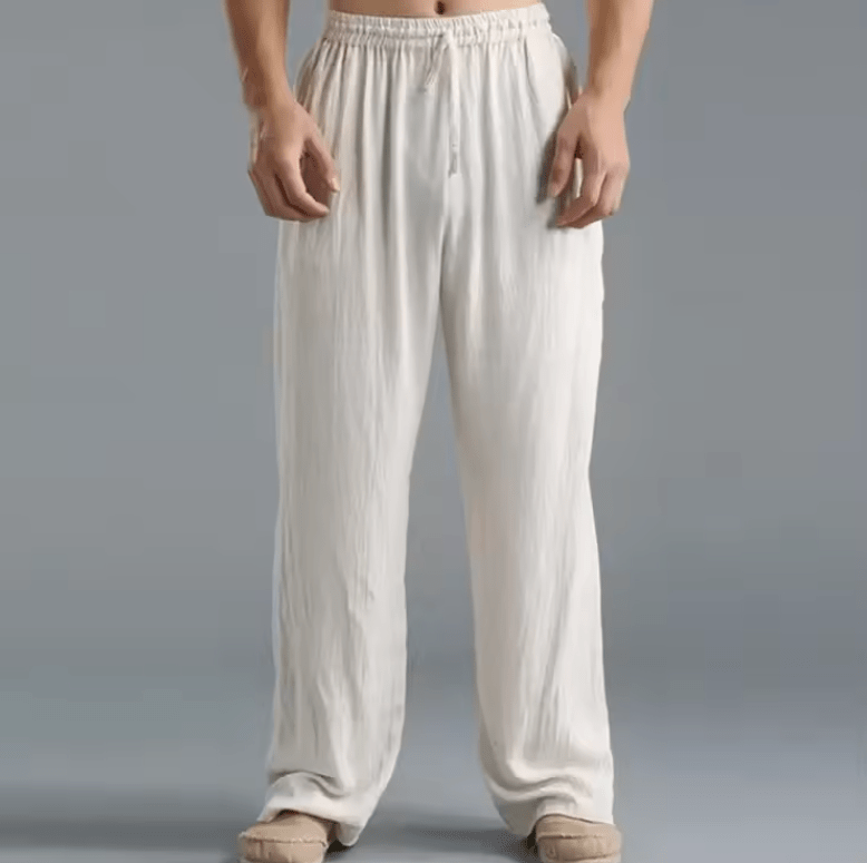2025 Men’s Cotton Linen Yoga Pants – Summer Casual Drawstring Trousers, Lightweight Breathable Pantalones De Hombre