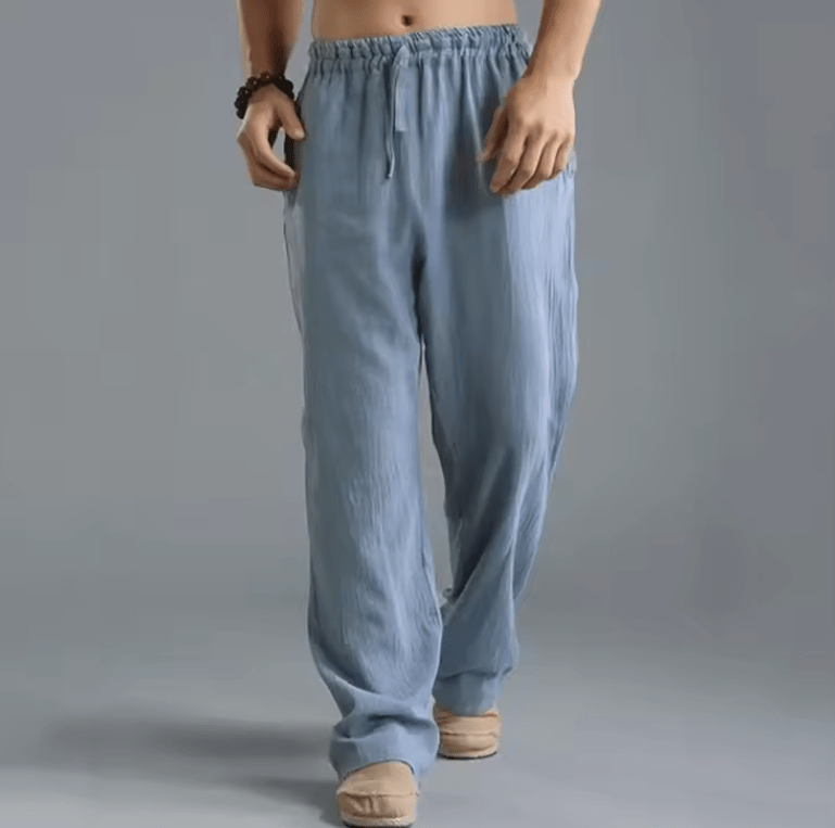 2025 Men’s Cotton Linen Yoga Pants – Summer Casual Drawstring Trousers, Lightweight Breathable Pantalones De Hombre