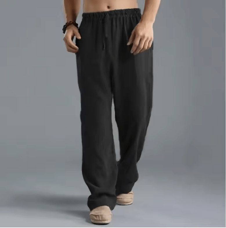 2025 Men’s Cotton Linen Yoga Pants – Summer Casual Drawstring Trousers, Lightweight Breathable Pantalones De Hombre