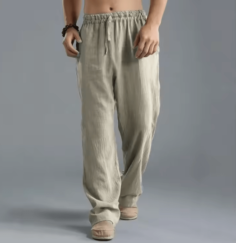 2025 Men’s Cotton Linen Yoga Pants – Summer Casual Drawstring Trousers, Lightweight Breathable Pantalones De Hombre