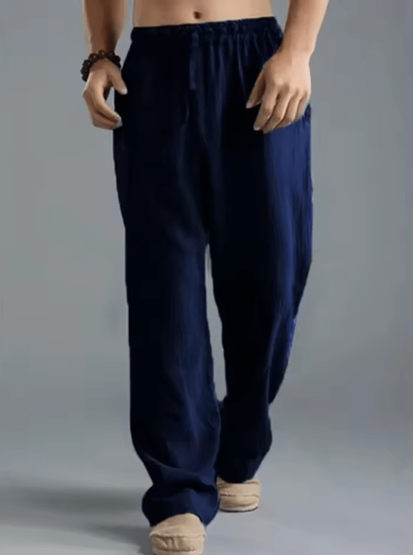 2025 Men’s Cotton Linen Yoga Pants – Summer Casual Drawstring Trousers, Lightweight Breathable Pantalones De Hombre