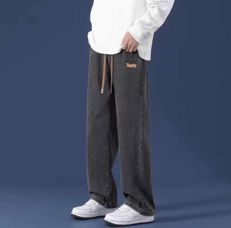 Men’s Loose Fit Straight Leg Jeans – Casual High Waist Wide Leg Workwear Denim, American Style Spring Summer Autumn New Arrival