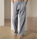2025 Men’s Loose Fit Linen Pants – Casual Summer Drawstring Trousers, Elastic Waist, Breathable Lightweight Hip Hop Style Long Pants