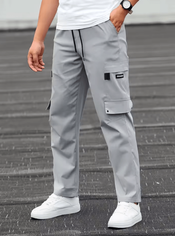 Men’s Loose Straight Leg Casual Trousers – Spring/Autumn Sporty Workwear Pants, Comfortable Fit, Trendy Cross-Border Fashion