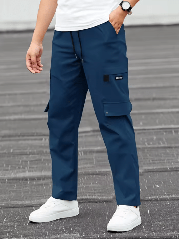 Men’s Loose Straight Leg Casual Trousers – Spring/Autumn Sporty Workwear Pants, Comfortable Fit, Trendy Cross-Border Fashion