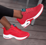 Women’s Breathable Mesh Platform Sneakers – Casual Flat Walking Shoes, Lightweight Gym Vulcanized Trainers, White Fashion Tennis Shoes for Women