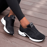 Women’s Breathable Mesh Platform Sneakers – Casual Flat Walking Shoes, Lightweight Gym Vulcanized Trainers, White Fashion Tennis Shoes for Women