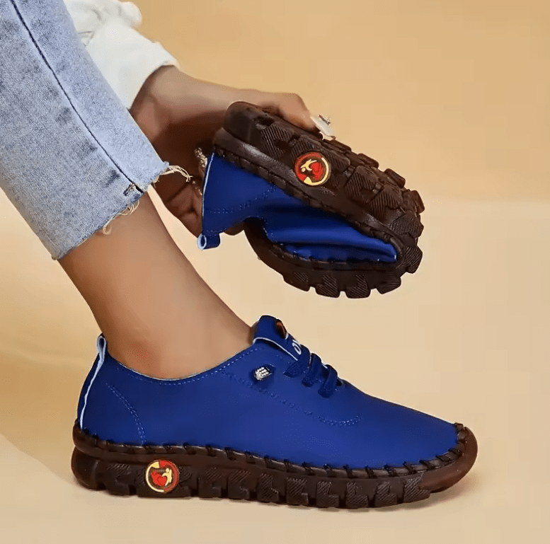Women’s Hand-Sewn Leather Loafer Sneakers – Comfortable Slip-On Platform Shoes | Casual Zapatos de Mujer