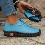 Women’s Hand-Sewn Leather Loafer Sneakers – Comfortable Slip-On Platform Shoes | Casual Zapatos de Mujer