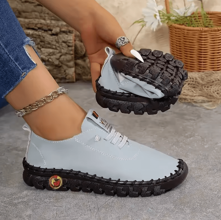Women’s Hand-Sewn Leather Loafer Sneakers – Comfortable Slip-On Platform Shoes | Casual Zapatos de Mujer