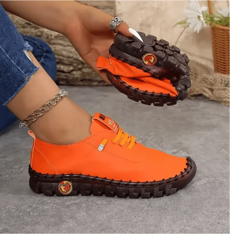Women’s Hand-Sewn Leather Loafer Sneakers – Comfortable Slip-On Platform Shoes | Casual Zapatos de Mujer