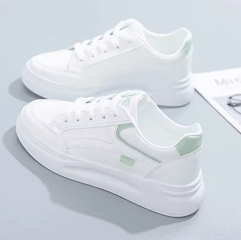 Women’s Outdoor PU Leather Sneakers – Lace-Up Breathable Hiking & Skateboard Shoes, Casual Jogging Trainers