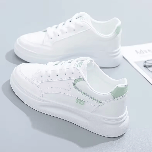 Women’s Outdoor PU Leather Sneakers – Lace-Up Breathable Hiking & Skateboard Shoes, Casual Jogging Trainers