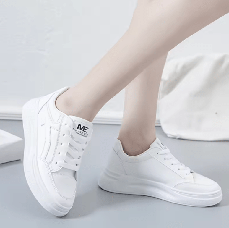 Women’s Outdoor PU Leather Sneakers – Lace-Up Breathable Hiking & Skateboard Shoes, Casual Jogging Trainers