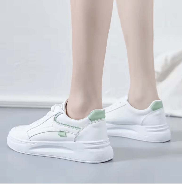 Women’s Outdoor PU Leather Sneakers – Lace-Up Breathable Hiking & Skateboard Shoes, Casual Jogging Trainers