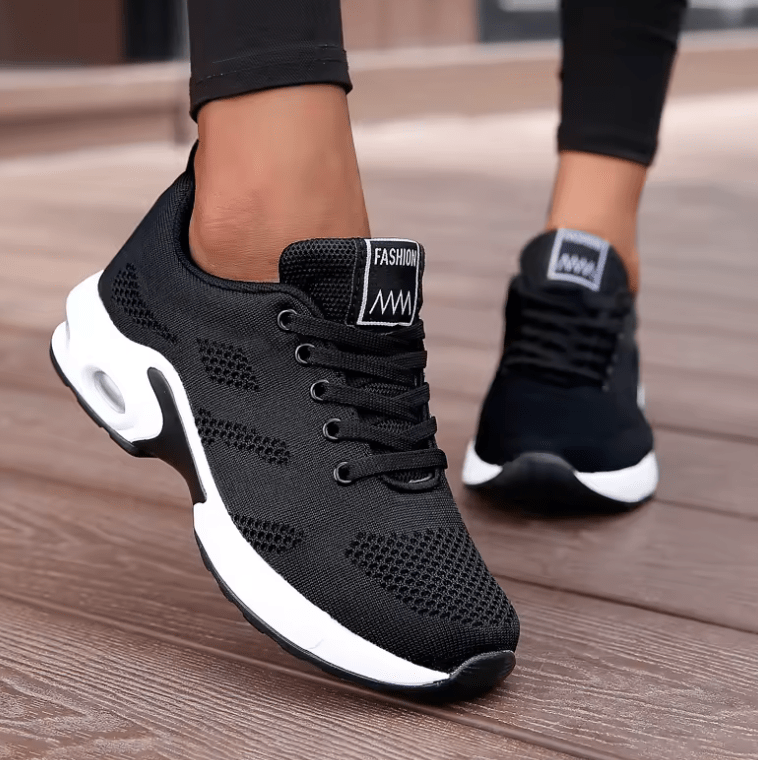 Women’s Breathable Mesh Walking Sneakers – White Vulcanized Platform Shoes, Lightweight Casual Gym Trainers