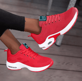 Women’s Breathable Mesh Walking Sneakers – White Vulcanized Platform Shoes, Lightweight Casual Gym Trainers