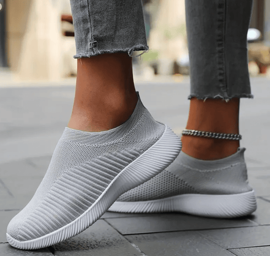 Women’s Black Flyknit Sock Sneakers – Breathable Casual Walking Flats, Lightweight Tennis Shoes for Girls & Ladies