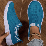 Women’s Breathable Knit Sneakers – Lightweight Mesh Lace-Up Low-Top Outdoor Shoes for Casual Wear