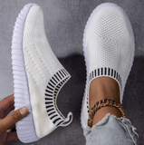 Women’s Breathable Knit Sneakers – Lightweight Mesh Lace-Up Low-Top Outdoor Shoes for Casual Wear