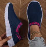 Women’s Breathable Knit Sneakers – Lightweight Mesh Lace-Up Low-Top Outdoor Shoes for Casual Wear