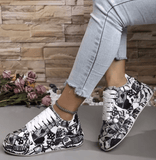 Women’s Printed Platform Sneakers – Retro Lace-Up Vulcanized Skate Shoes | Casual Fashion Footwear