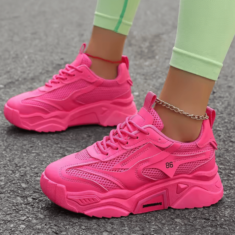 Women’s Fashion Mesh Sneakers – Breathable Lightweight Platform Tennis Shoes | Outdoor Comfort Walking Trainers 2025