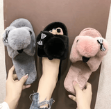 2025 New Women’s Plush Cotton Slippers – Cute Cartoon Indoor Flats with Rubber Sole