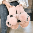 2025 New Women’s Plush Cotton Slippers – Cute Cartoon Indoor Flats with Rubber Sole