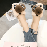 2025 New Women’s Plush Cotton Slippers – Cute Cartoon Indoor Flats with Rubber Sole