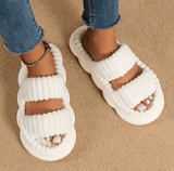 Women’s 2025 Spring & Autumn Towel Pattern Thick Sole Anti-Slip Home & Outdoor Slippers