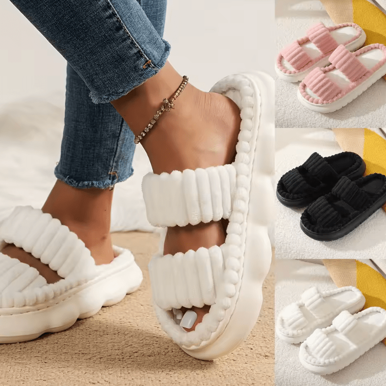 Women’s 2025 Spring & Autumn Towel Pattern Thick Sole Anti-Slip Home & Outdoor Slippers