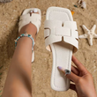Women’s Summer 2025 Casual Flat Heel Slippers – Stylish Stitching Design, Lightweight Polyester, Plus Size Available